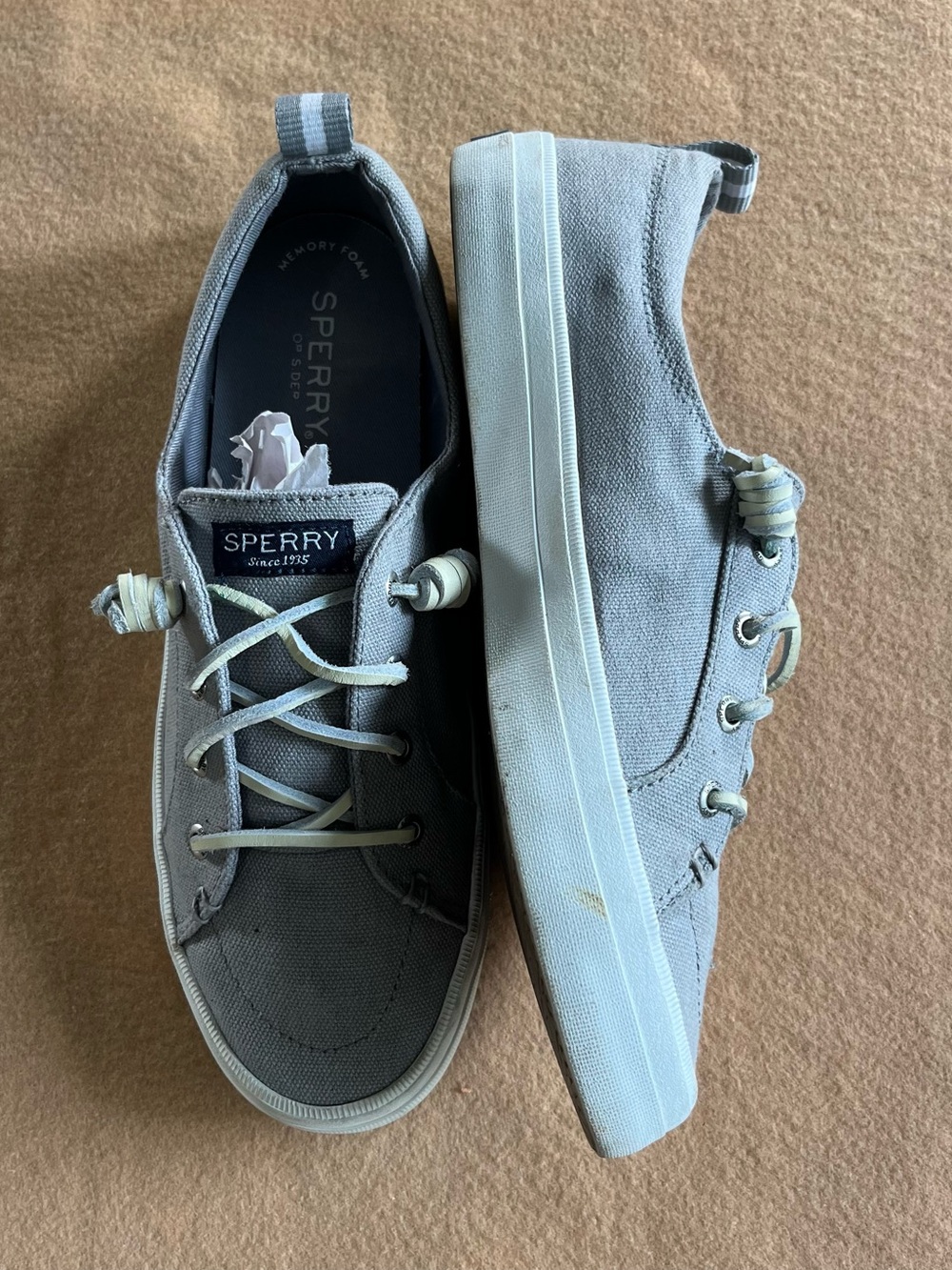 Sperry Crest Vibe Women’s Sneakers Gray Canvas Lace Up Size 8.5